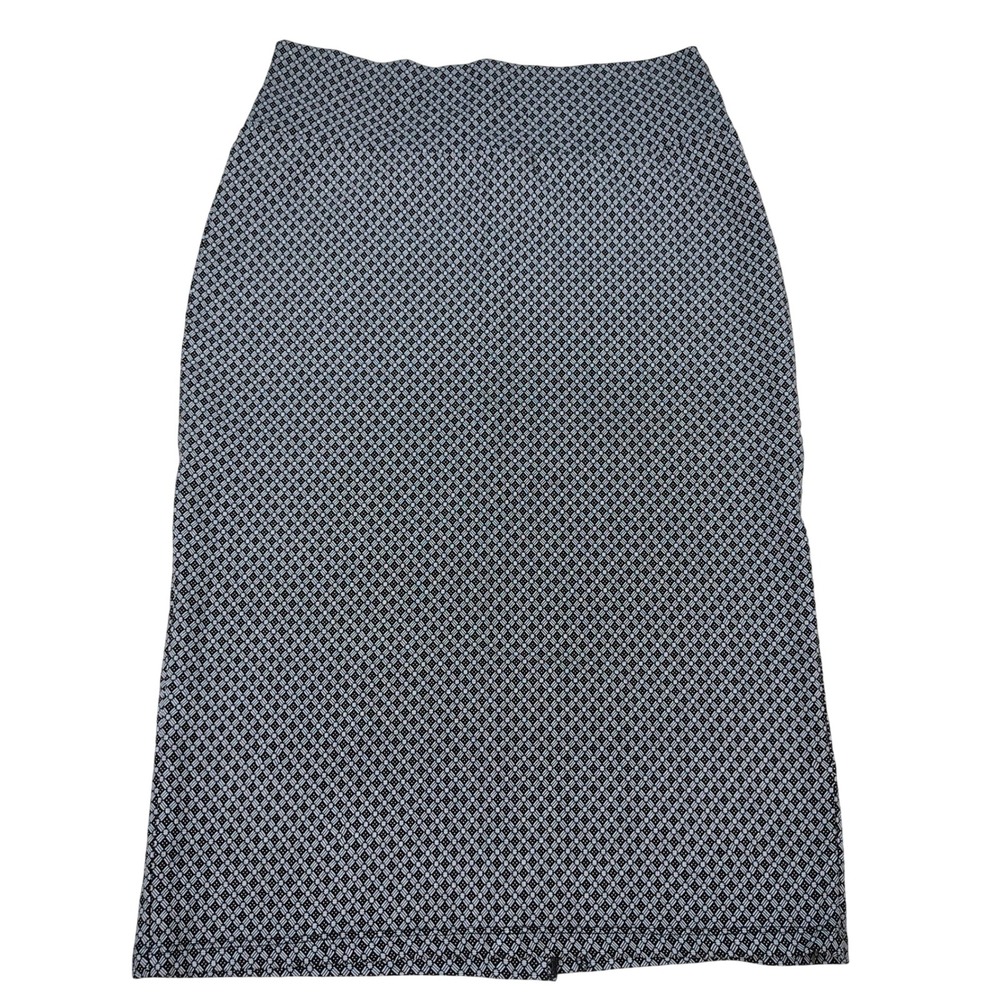 Double Take Womens Small Black White Geometric Diamond Midi Pencil Skirt USA